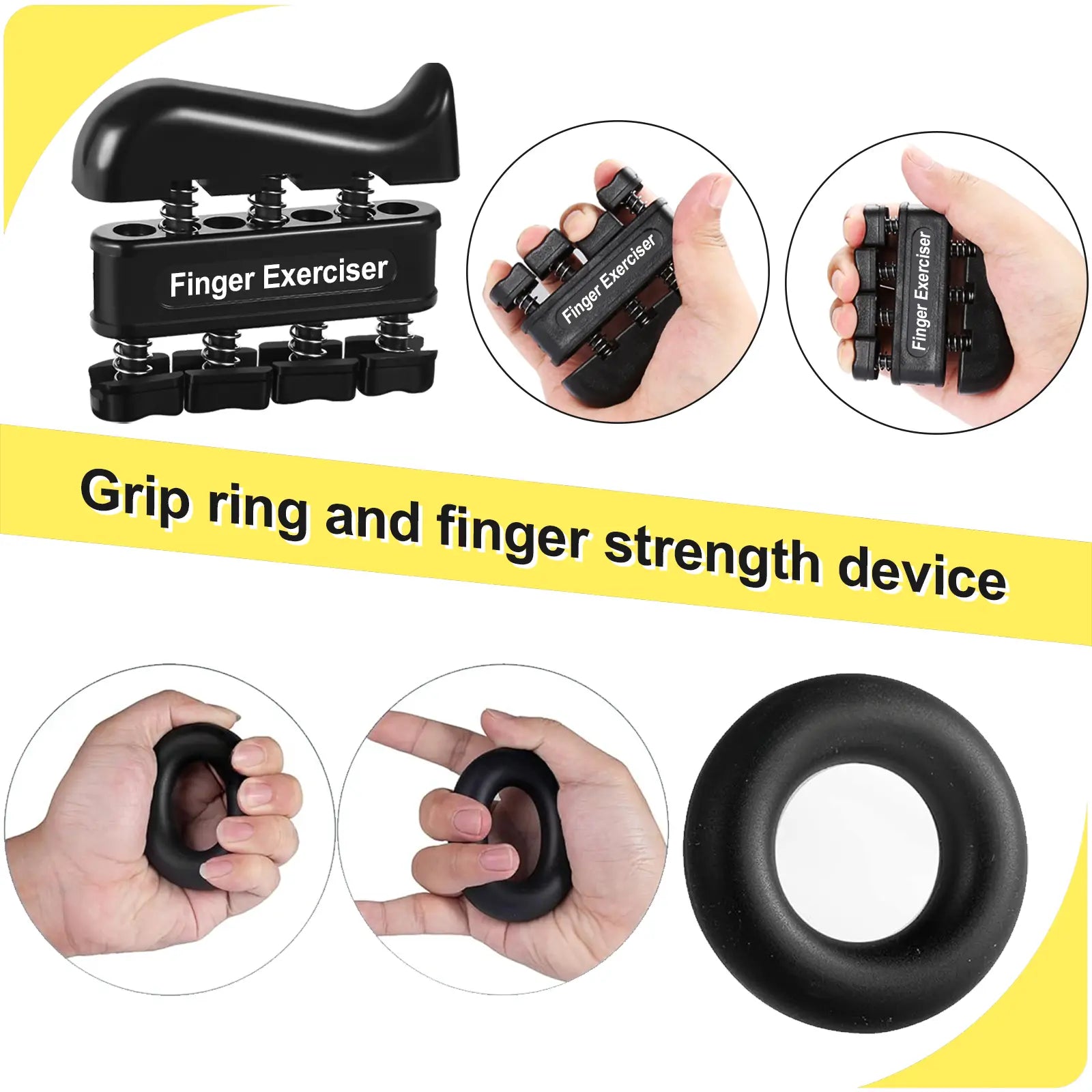 5-In-1 Complete Grip Strength Trainer Kit, Adjustable 11-132Lbs Hand Grip Strengthener, Finger Exerciser & Wrist Forearm Workout Equipment for Home Gym, Fitness, Rock Climbing, Athlete Training & Injury Recovery