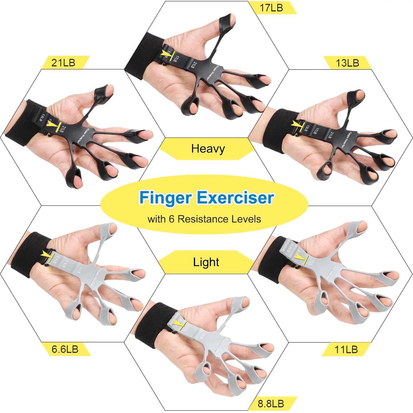 5-In-1 Complete Grip Strength Trainer Kit, Adjustable 11-132Lbs Hand Grip Strengthener, Finger Exerciser & Wrist Forearm Workout Equipment for Home Gym, Fitness, Rock Climbing, Athlete Training & Injury Recovery