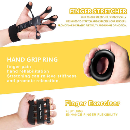 5-In-1 Complete Grip Strength Trainer Kit, Adjustable 11-132Lbs Hand Grip Strengthener, Finger Exerciser & Wrist Forearm Workout Equipment for Home Gym, Fitness, Rock Climbing, Athlete Training & Injury Recovery